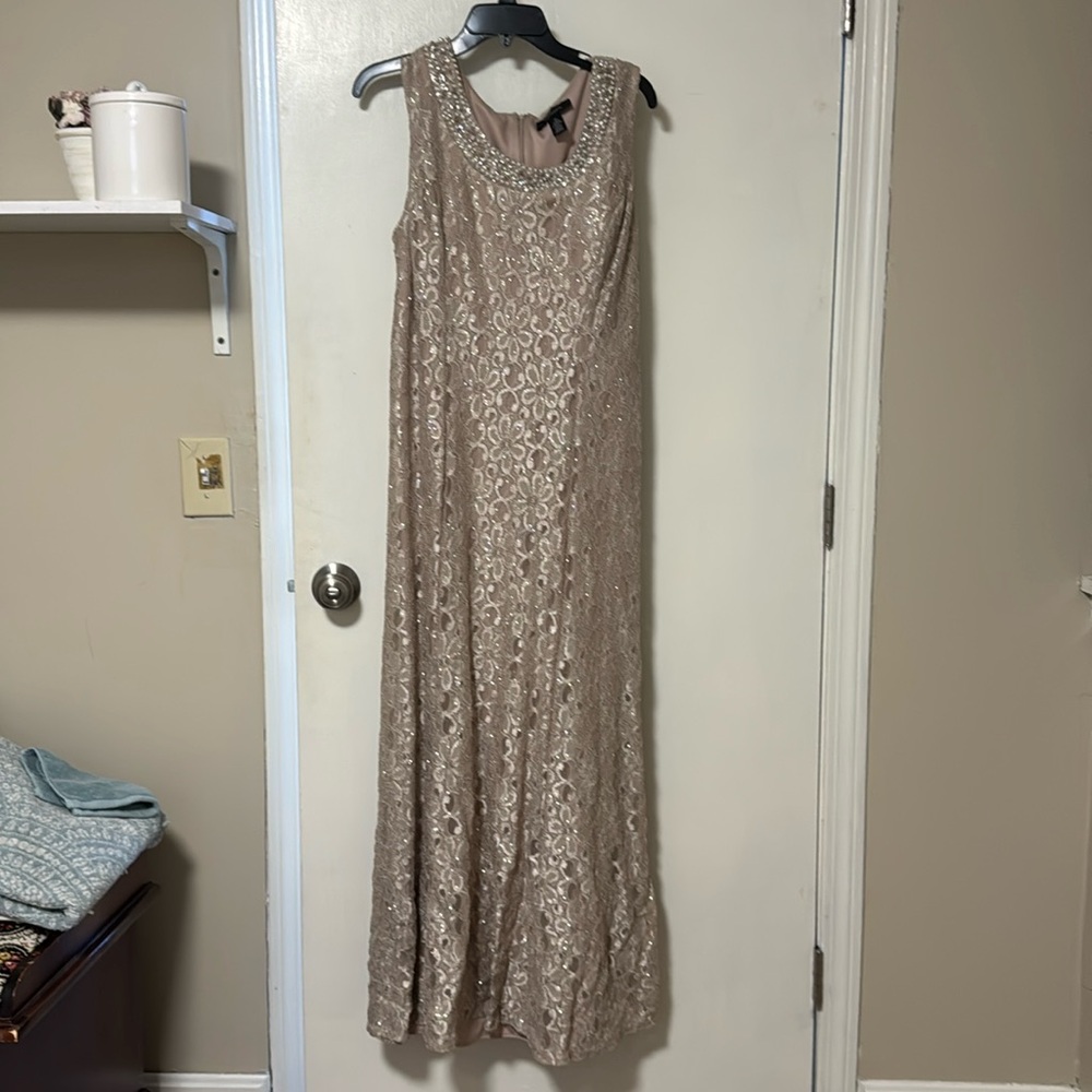 RM Richards Mother of the Bride Long Dress Champagne color with Jacket Size 14